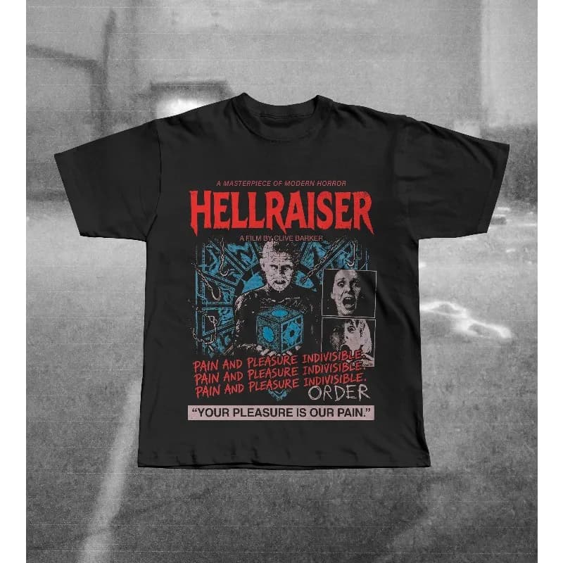 Hellraiser Movie Graphic Tee Clive Barker Horror Film Shirt Pinhead Shirt Summer unisex Loose and Breathable cotton T-shirt