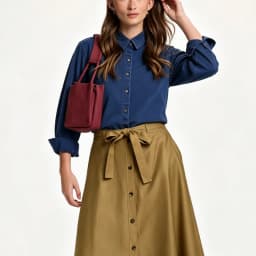 CH Embroidered Denim Long Sleeve Shirt Women Point Collar Regular Fit American Style Comfortable Casual Daily Tops