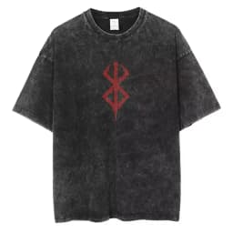 2026 Anime Berserk Cotton TShirt Hip Hop Streetwear T Shirt Guts Washed T-Shirt Summer Men Casual Loose Short Sleeve Harajuku