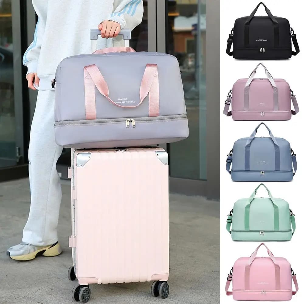 Large Capacity Sports Bag Solid Color Adjustable Shoulder Strap Travel Bag Dry and Wet Multifunctional Gym Bag Gym Fitness