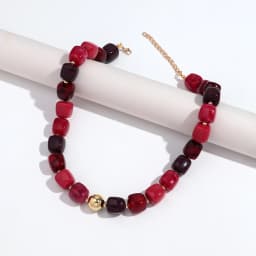 Boho Colorful Acrylic Geometric Square Beads Necklace Fashion Resin Geometry Beaded Collar Necklace 2026 New Jewelry Gifts