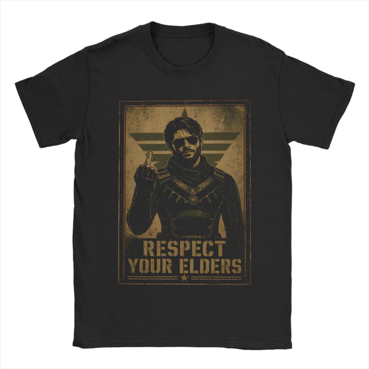 Respect Your Elders Soldier Boy T Shirts Men's 100% Cotton Funny T-Shirts Round Neck The Boys Tee Shirt Short Sleeve Tops