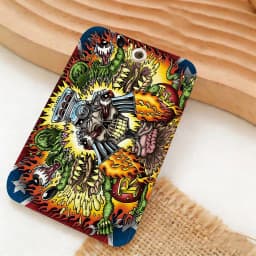 Funny Rat Fink 1Pc PU Leather Card Holder Keychain Key Ring Door Lock Access Tags ID Card Case Keychain Card