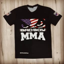 2026 New Pure Black American Fighting Short-Sleeve MMA Boxing Gym Style Quick-Drying T-Shirt, Men's Breathable Gym Wear