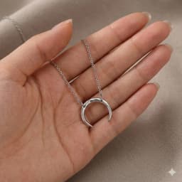Hiraeva 15mm Crescent Moon Pendant Necklace for Women Stainless Steel Dainty Minimalist Horn Choker Adjustable Jewelry