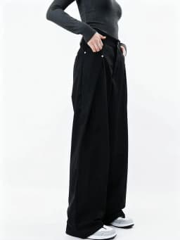 Drape Causal Wide Leg Pants Men Loose Streetwear Harajuku Work Wear Business Suit Pants Korean Baggy Cool Black/Gray Trousers