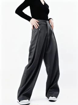 Drape Causal Wide Leg Pants Men Loose Streetwear Harajuku Work Wear Business Suit Pants Korean Baggy Cool Black/Gray Trousers
