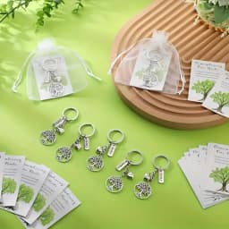 10-100sets Life Tree Keychains with Gift Bag Remembering Our Roots Card Family Party Decorative Keyring Gift for Family Day