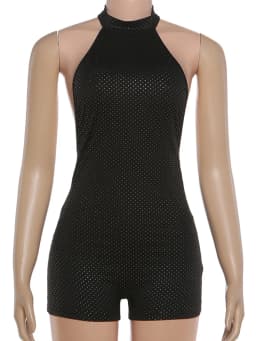 Nibber Backless Romper Women Sexy Halter Glitter Dot Print Sleeveless Midnight Wild Summer Sexy Skinny Club Vacation Playsuits