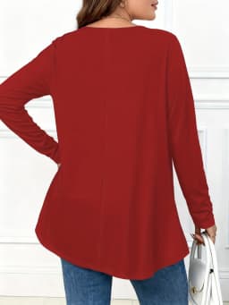 Women's Plus Size Long Sleeve Round Neck Casual Top for Effortless Everyday Style