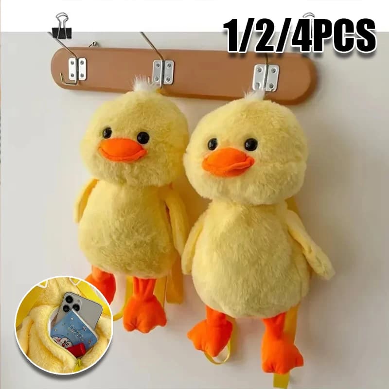 Kawaii 33cm Yellow Duck Plush Backpack Cute Cartoon Stuffed Animal Soft Schoolbag For Girls Childrens Day Gift Idea