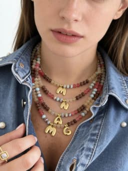 (Letter Customization)Bohemian style mix color stainless steel letter pendant necklace with personalized fashionable for party
