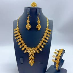 Brazilian 24k Gold Plated Long Tassel Necklace Earrings Jewelry Set For Women Wedding Jewellery Dubai Nigerian Bridal Sets