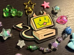 Edgar Electric Dreams 2.5 Inch Reversible Acrylic Charm Or Keychain Creative Unique Design Polyester Resin Fashion Jewelry