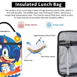 Sonices Cartoon Game Lunch Bag Convenient Lunch Box Adult Travel Print Cooler Bag Cute Oxford Thermal Lunch Bags