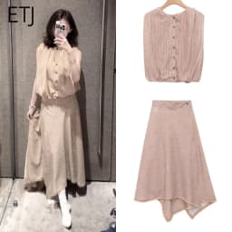 ETJ 2026 Boho Chic 2 Piece Skirt Set Women Sleeveless Button Down Top Irregular Hem Long Skirt Vacation Wear