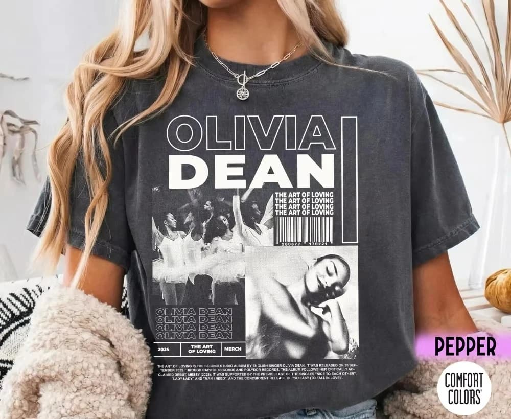 Retro Olivia Dean T-shirt Women's Fashion Printed Pattern T-shirt Summer Men's and Women's Loose and Breathable T-shirt Top