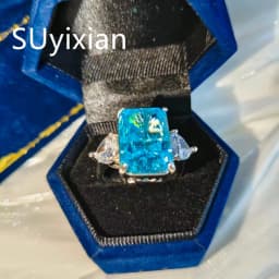 925 Sterling Silver Shiny Colored Ice Flower Cut Zircon Large Carat Ring for Ladies Gorgeous Elegance Fashion