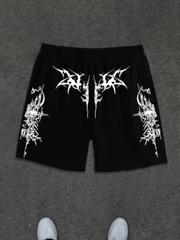 Men's Summer High-Street Style Printed Knit Shorts: Casual, Sporty, and Streetwear Shorts