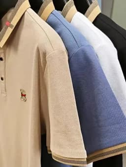 Luxury brand logo short sleeved polo shirt for men's summer new high-end silk cotton breathable casual fashion T-shirt clothing