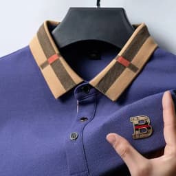 Luxury brand logo short sleeved polo shirt for men's summer new high-end silk cotton breathable casual fashion T-shirt clothing