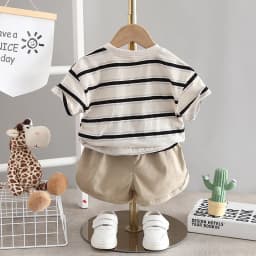 Summer Baby Boys Clothing Set Kids Short Sleeve Striped Shirt Shorts 2Pcs Suit For 1-5 Years Infant Kids Children Casual Outfit