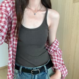 Zjaiss 2026 Summer Women Tank Top Slim Fit U-Neck Sleeveless Cami Top Trendy Solid Color Versatile Y2K Camisole for Outdoor Wear