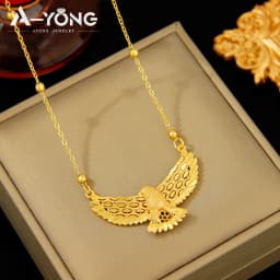 Arabic Fashion Eagles Necklace 21k Gold Plated Dubai Vintage Animals Pendant Chains Middle East Women Event Party Jewelry