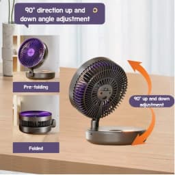 Foldable Wall-Mounted Fan Portable Desktop Fan With LED Light USB Rechargeable Portable Air Circulation Fan 4 Gears Adjustment