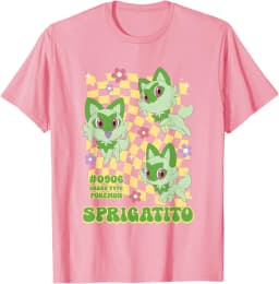 Pokémon Sprigatito #0906 Grass Type Pokemon Retro Chest Logo T-Shirt S-6XL