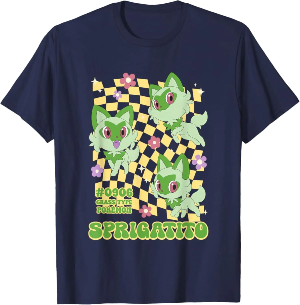 Pokémon Sprigatito #0906 Grass Type Pokemon Retro Chest Logo T-Shirt S-6XL