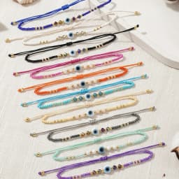 11pcs Glass Beaded Bohemian Evil Eye Bracelet Set Adjustable String Bracelets For Women