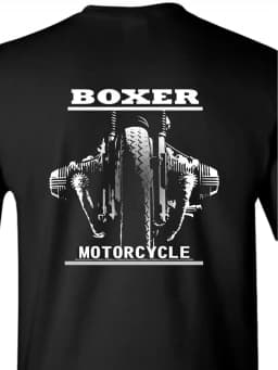 Men's Boxer Motorcycle T-Shirt Black with White Motorcycle Engine Graphic Enthusiast Apparel Men's T-shirts for Summer