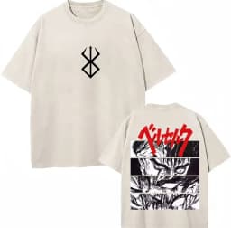 Washed Anime Berserk Guts Classic T-Shirts Manga Gatsu Griffith Zodd Trend T-shirt Men Women Oversized Cotton Casual Tee Shirt