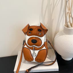 Cute 3D Dog Crossbody Bag Women Cartoon Animal Shaped Shoulder Bag Mini PU Leather Purse for Girls Daily Casual Use
