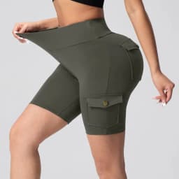 Camouflage Printed Women Butt Lifting Shorts With Pockets Tummy Tight Elastic Slim Outdoor Running Workout Shorts Streetwear