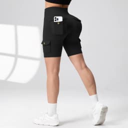 Camouflage Printed Women Butt Lifting Shorts With Pockets Tummy Tight Elastic Slim Outdoor Running Workout Shorts Streetwear