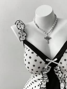 Plus Size Y2K Polka Dot Dress, Ruffle Trim Bow Front Cami Mini Dress, Sexy Sweet Coquette Style Party Dress for Women