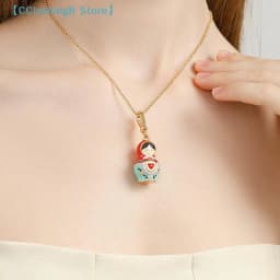 1Pcs Adorable Russian Pendant Keychain Matryoshka Dolls Necklace Sweater Chain Fashion Jewelry Gift For Women【AliS8】