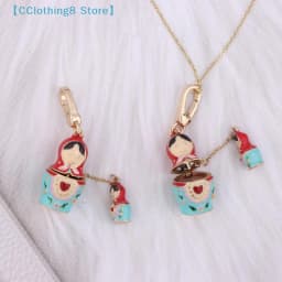 1Pcs Adorable Russian Pendant Keychain Matryoshka Dolls Necklace Sweater Chain Fashion Jewelry Gift For Women【AliS8】