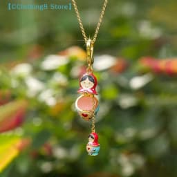 1Pcs Adorable Russian Pendant Keychain Matryoshka Dolls Necklace Sweater Chain Fashion Jewelry Gift For Women【AliS8】