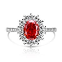 925 Sterling Silver Fashion Light Luxury Ice Flower Cut Pigeon Egg Sunflower Crystal Zircon Ring Women's Jewelry Gift