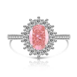 925 Sterling Silver Fashion Light Luxury Ice Flower Cut Pigeon Egg Sunflower Crystal Zircon Ring Women's Jewelry Gift