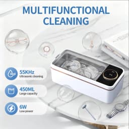 Ultrasonic Eyeglass Cleaner Portable Sonic Technology 360° Deep Cleaning 55KHZ 6 Modes for Clearer Glasses More Efficient Tools