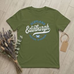 Edinburgh Scotland United Kingdom Men's T Shirts UK Flag Fashion Tees Short Sleeve Round Collar T-Shirt Cotton Graphic Clothes