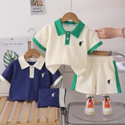 New Summer Suits for Baby Classic PatternKids Short Sleeve Polo TShirts + Shorts 2pcs/sets Toddler Boy Casual Fashion Clothing