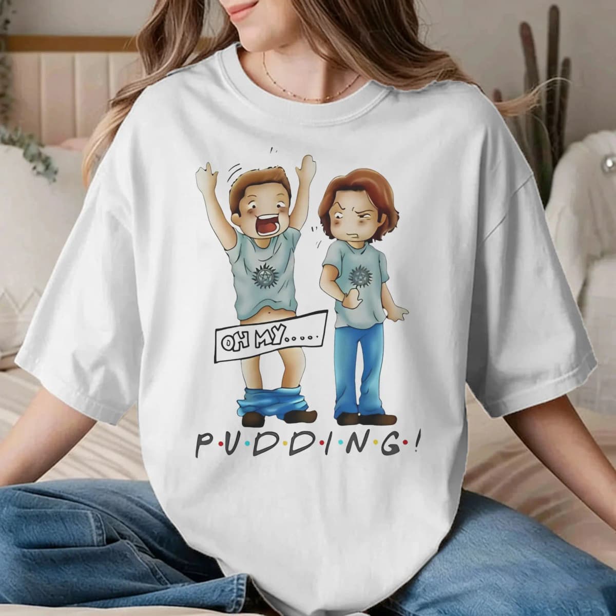 Pudding Dean Supernatural T Shirt Men Women Cotton Awesome T-Shirts O Neck Tee Shirt Short Sleeve Tops Big Size