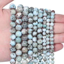6/8/10mm Natural Larimar Smooth Round Spacer Beads for Jewelry Making DIY Elegant Women Jewelry Making Fashion Necklace