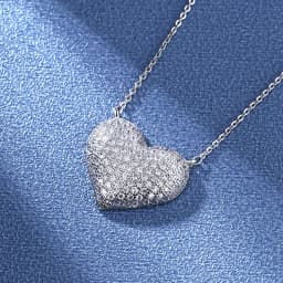 Micro-diamond heart-shaped pure silver necklace - elegant and fashionable collar chain jewelry for ladies
