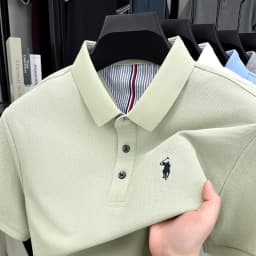 100% pure cotton short sleeve polo shirt summer new breathable men's T-shirt high-end brand Paul Pony embroidered business top